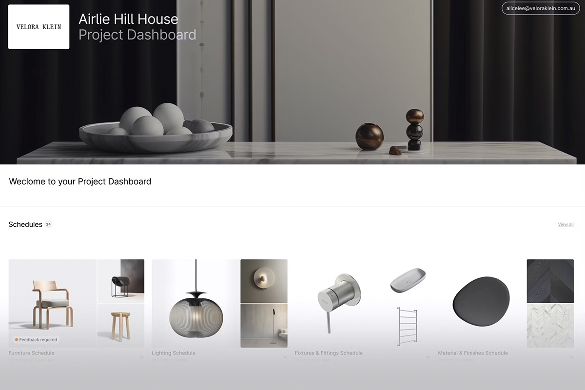 Project dashboard for client review and sign off